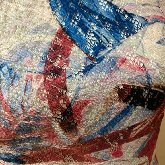 ModCloth lace printed paint dress Vintage silhouette - Picture 2 of 3